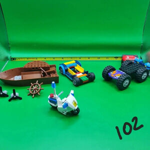 Lego Police Motorcycle Boat Various Mixed Pieces Lot